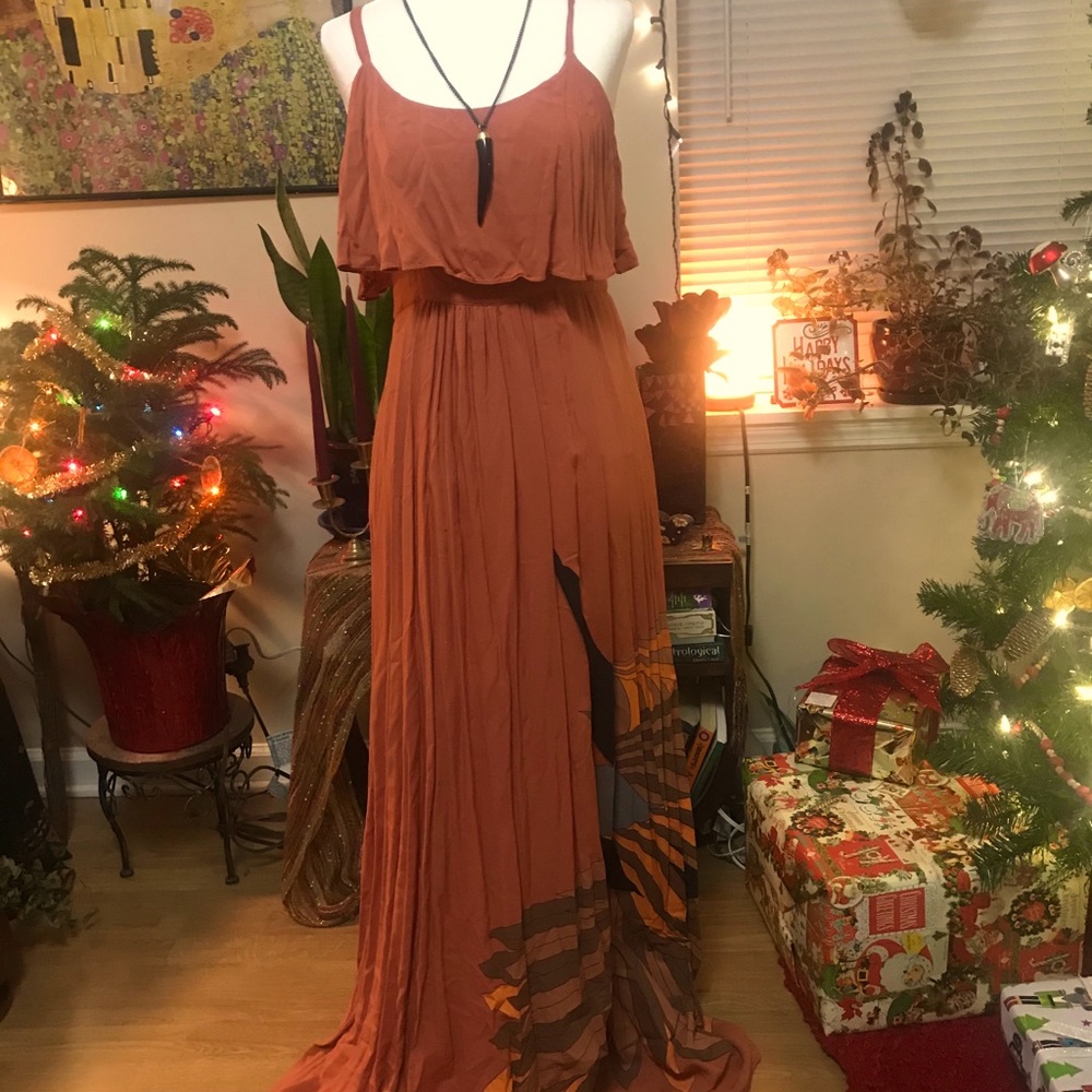 Free people Burnt orange floor length dress